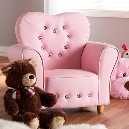 Baxton Studio Mabel Modern Pink Faux Leather Kids Armchair 151-9243